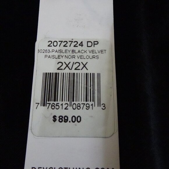 Dex Plus Velvet Pants Women's Plus Size 2X Black Paisley Textured - Picture 8 of 11